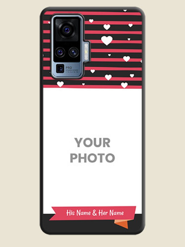Custom White Color Love Symbols with Pink Lines Pattern on Space Black Custom Soft Matte Phone Cases - Vivo X50 Pro 5G - alternate view