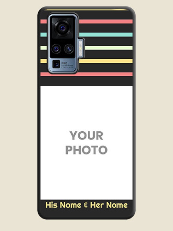 Custom Color Stripes with Photo and Text - Photo on Space Black Soft Matte Mobile Case - Vivo X50 Pro 5G - alternate view