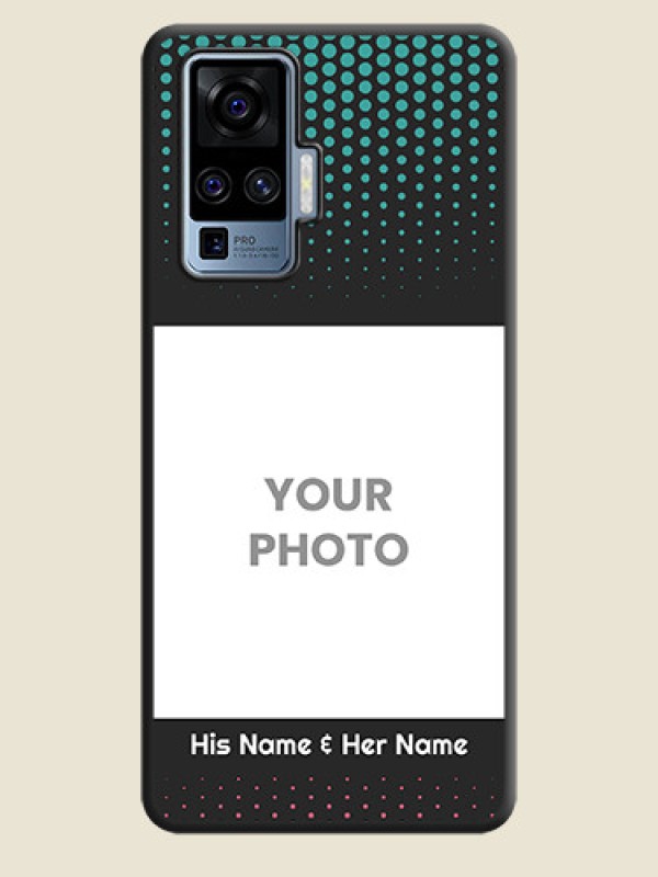 Custom Faded Dots with Grunge Photo Frame and Text on Space Black Custom Soft Matte Phone Cases - Vivo X50 Pro 5G - alternate view