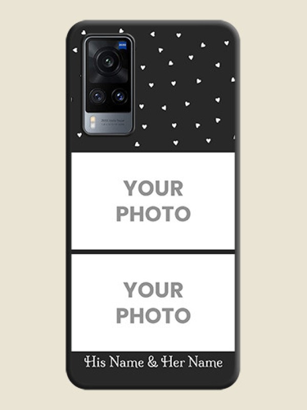 Custom Miniature Love Symbols with Name on Space Black Custom Soft Matte Back Cover - Vivo X60 - alternate view