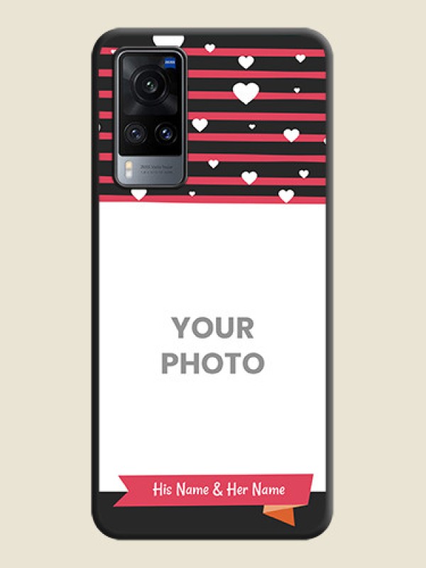 Custom White Color Love Symbols with Pink Lines Pattern on Space Black Custom Soft Matte Phone Cases - Vivo X60 - alternate view