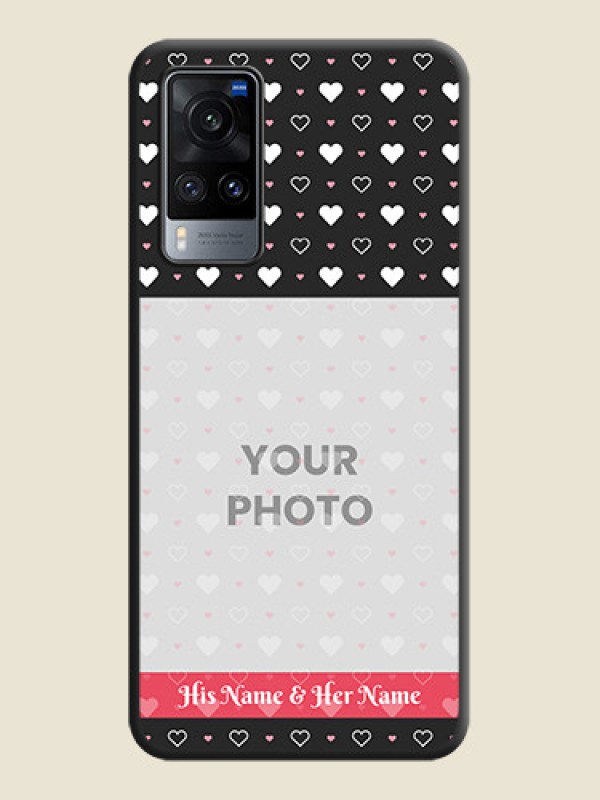 Custom White Color Love Symbols with Text Design on Photo on Space Black Soft Matte Phone Cover - Vivo X60 - alternate view