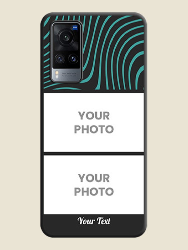 Custom Wave Pattern with 2 Image Holder on Space Black Personalized Soft Matte Phone Covers - Vivo X60 - alternate view