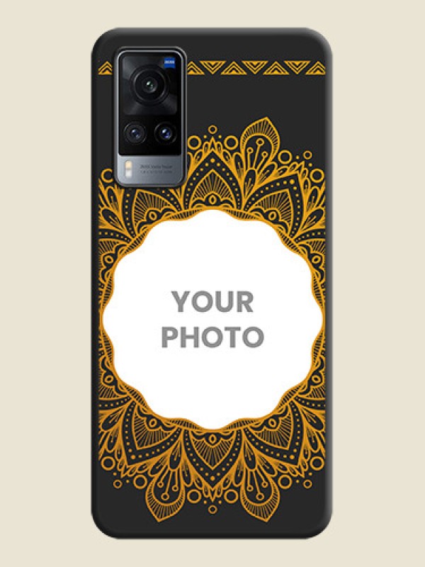 Custom Round Image with Floral Design on Photo on Space Black Soft Matte Mobile Cover - Vivo X60 - alternate view