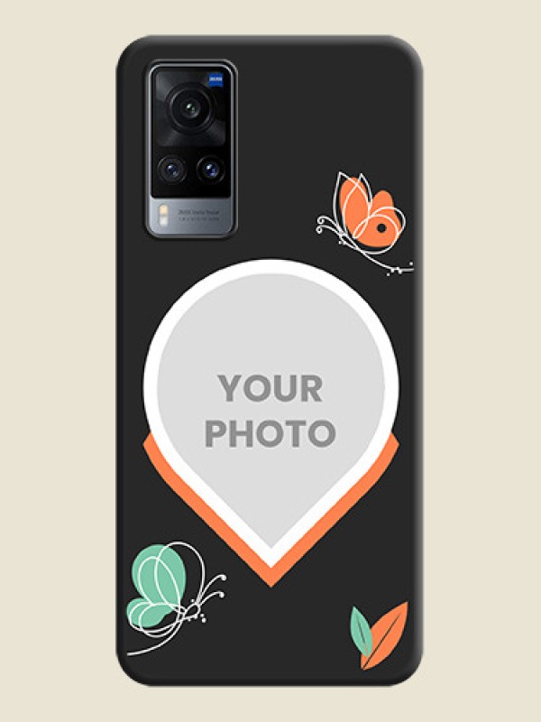 Custom Upload Pic With Simple Butterly Design On Space Black Personalized Soft Matte Phone Covers -Vivo X60 5G - alternate view