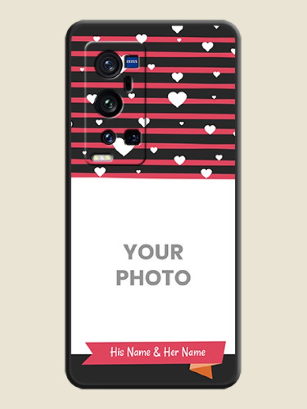 Custom White Color Love Symbols with Pink Lines Pattern on Space Black Custom Soft Matte Phone Cases - Vivo X60 Pro Plus - alternate view