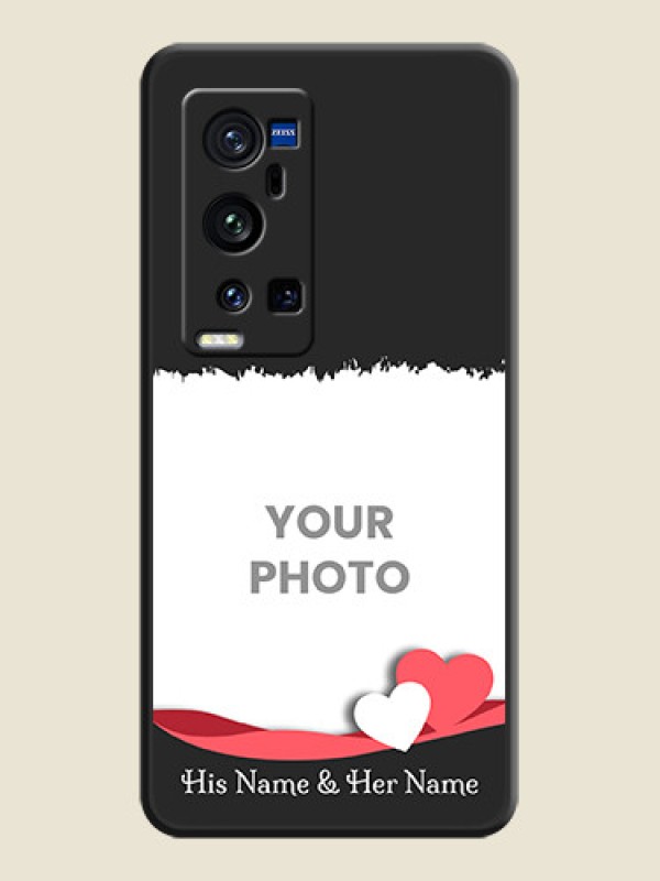 Custom Pin Color Love Shaped Ribbon Design with Text on Space Black Custom Soft Matte Phone Back Cover - Vivo X60 Pro Plus - alternate view