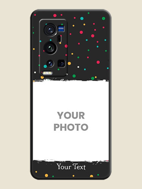Custom Multicolor Dotted Pattern with Text on Space Black Custom Soft Matte Phone Back Cover - Vivo X60 Pro Plus - alternate view