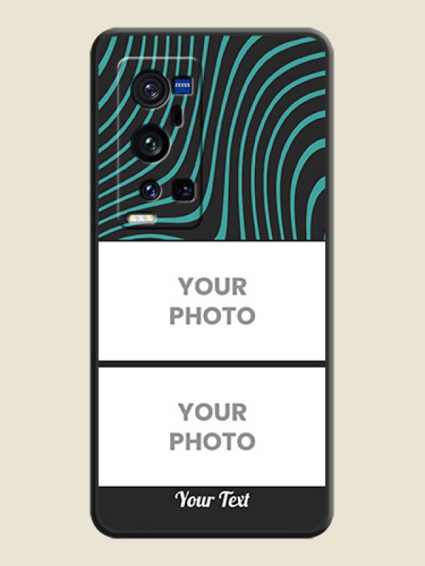Custom Wave Pattern with 2 Image Holder on Space Black Personalized Soft Matte Phone Covers - Vivo X60 Pro Plus - alternate view