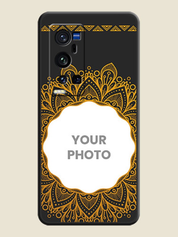 Custom Round Image with Floral Design on Photo on Space Black Soft Matte Mobile Cover - Vivo X60 Pro Plus - alternate view