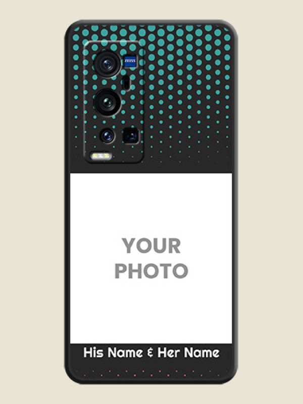 Custom Faded Dots with Grunge Photo Frame and Text on Space Black Custom Soft Matte Phone Cases - Vivo X60 Pro Plus - alternate view