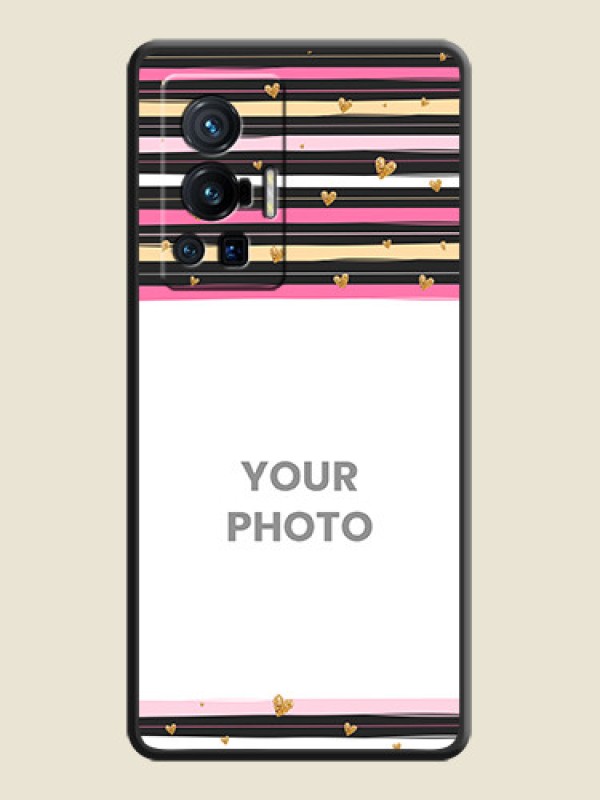 Custom Multicolor Lines and Golden Love Symbols Design on Photo on Space Black Soft Matte Mobile Cover - Vivo X70 Pro 5G - alternate view