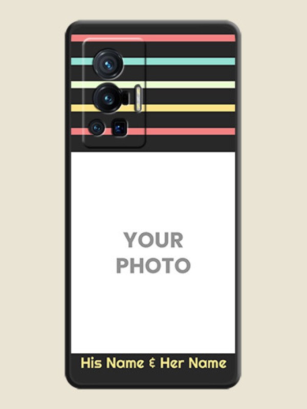 Custom Color Stripes with Photo and Text on Photo on Space Black Soft Matte Mobile Case - Vivo X70 Pro 5G - alternate view