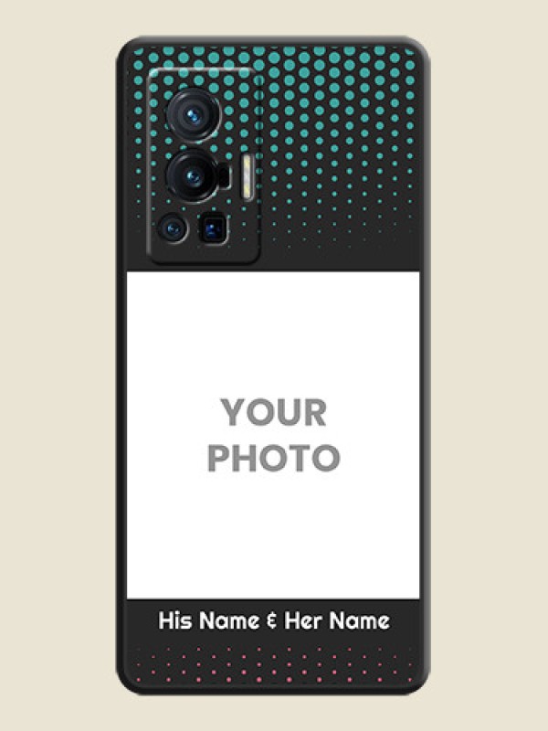 Custom Faded Dots with Grunge Photo Frame and Text on Space Black Custom Soft Matte Phone Cases - Vivo X70 Pro 5G - alternate view