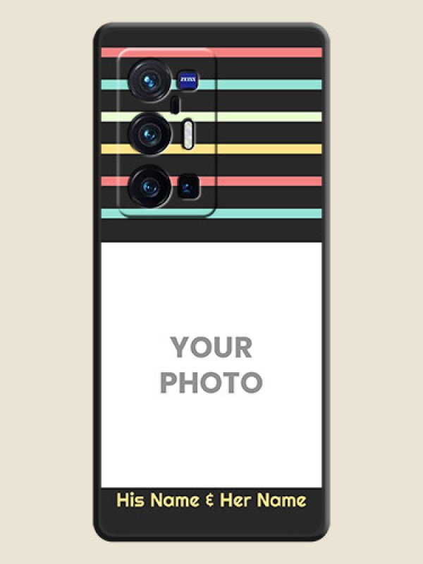 Custom Color Stripes with Photo and Text on Photo on Space Black Soft Matte Mobile Case - Vivo X70 Pro Plus 5G - alternate view