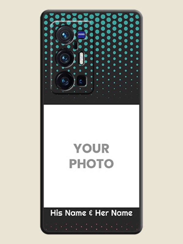 Custom Faded Dots with Grunge Photo Frame and Text on Space Black Custom Soft Matte Phone Cases - Vivo X70 Pro Plus 5G - alternate view