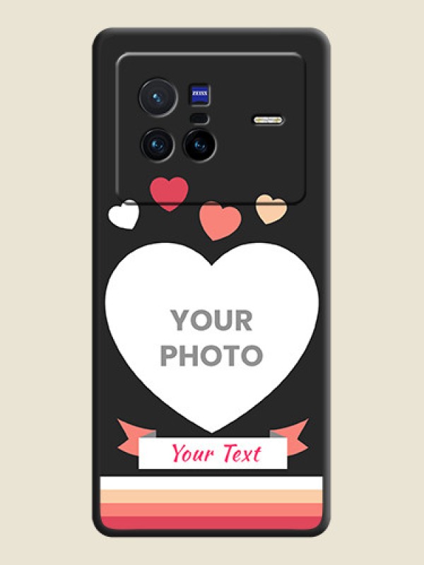 Custom Love Shaped Photo with Colorful Stripes on Personalised Space Black Soft Matte Cases - Vivo X80 5G - alternate view