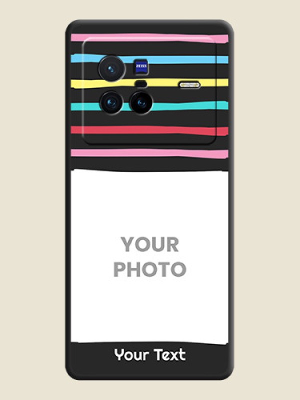 Custom Multicolor Lines with Image on Space Black Personalized Soft Matte Phone Covers - Vivo X80 5G - alternate view