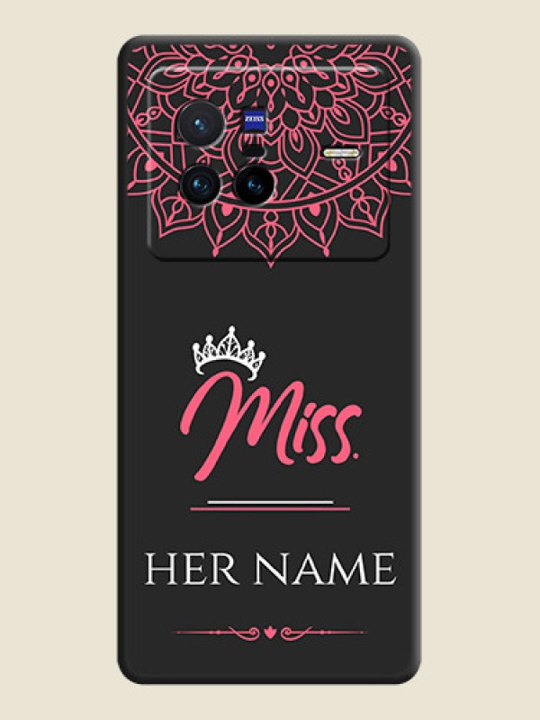 Custom Mrs Name with Floral Design on Space Black Personalized Soft Matte Phone Covers - Vivo X80 5G - alternate view