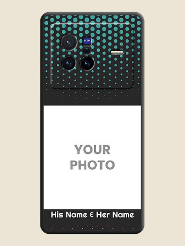 Custom Faded Dots with Grunge Photo Frame and Text on Space Black Custom Soft Matte Phone Cases - Vivo X80 5G - alternate view