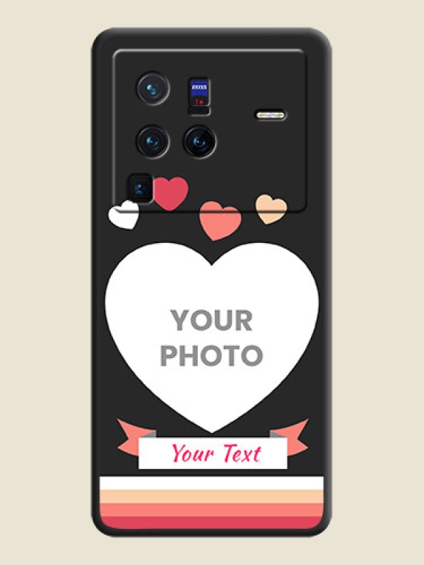 Custom Love Shaped Photo with Colorful Stripes on Personalised Space Black Soft Matte Cases - Vivo X80 Pro 5G - alternate view