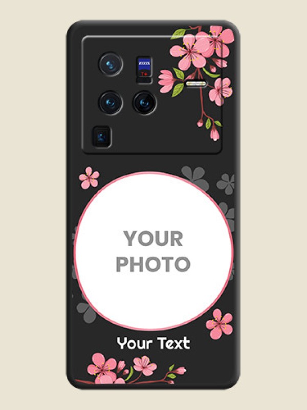 Custom Round Image with Pink Color Floral Design on Photo on Space Black Soft Matte Back Cover - Vivo X80 Pro 5G - alternate view