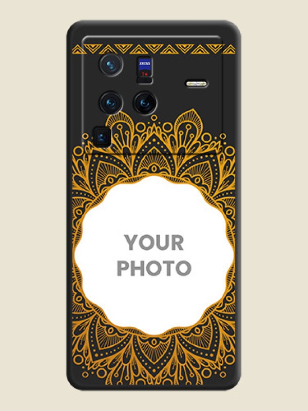 Custom Round Image with Floral Design on Photo on Space Black Soft Matte Mobile Cover - Vivo X80 Pro 5G - alternate view
