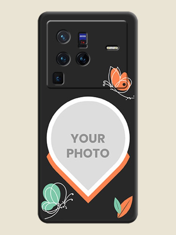 Custom Upload Pic With Simple Butterly Design On Space Black Personalized Soft Matte Phone Covers -Vivo X80 Pro 5G - alternate view