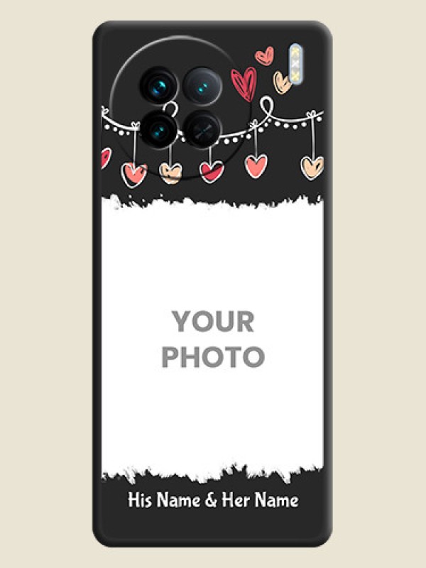 Custom Pink Love Hangings with Name on Space Black Custom Soft Matte Phone Cases - Vivo X90 5G - alternate view