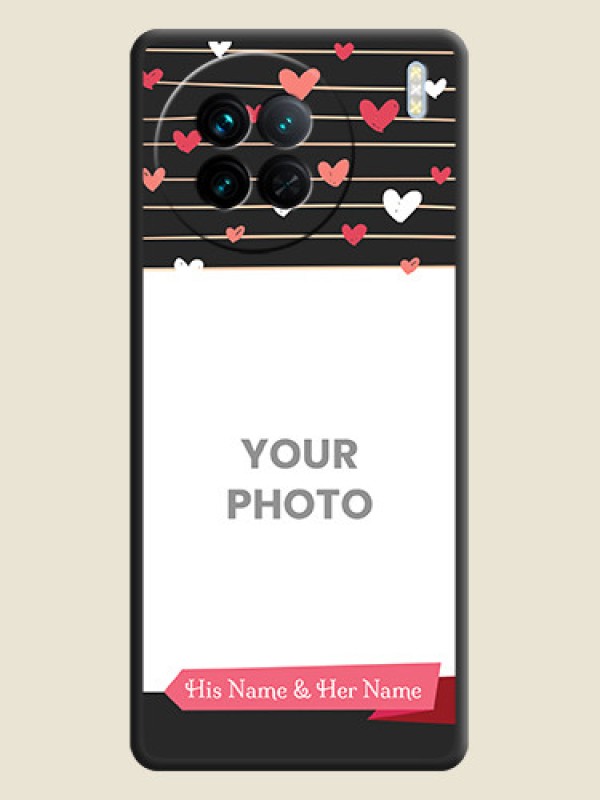 Custom Love Pattern with Name on Pink Ribbon  on Photo on Space Black Soft Matte Back Cover - Vivo X90 5G - alternate view