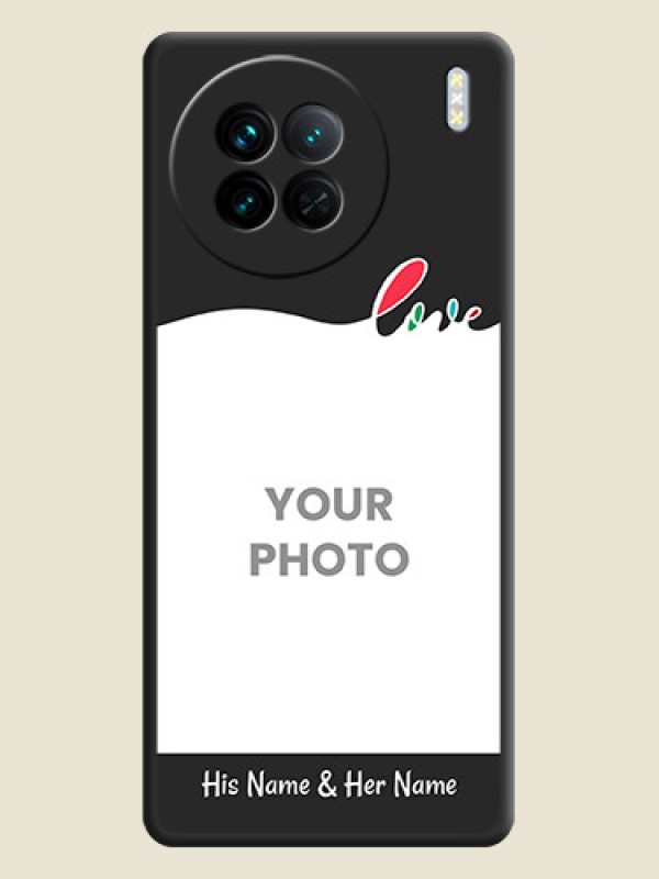 Custom Fall in Love Pattern with Picture on Photo on Space Black Soft Matte Mobile Case - Vivo X90 5G - alternate view