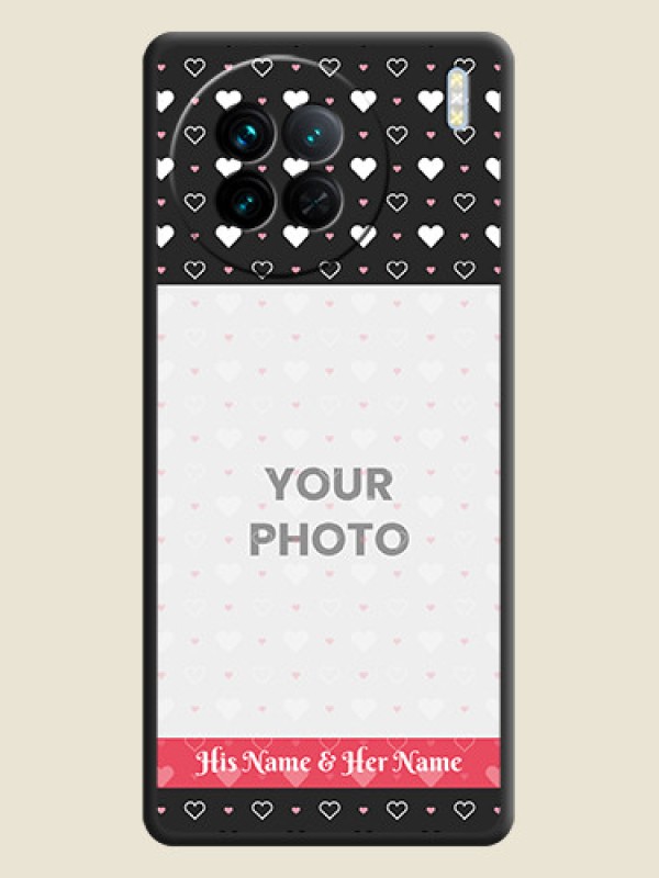 Custom White Color Love Symbols with Text Design on Photo on Space Black Soft Matte Phone Cover - Vivo X90 5G - alternate view