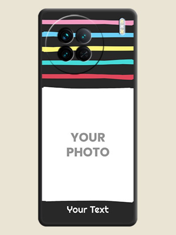 Custom Multicolor Lines with Image on Space Black Personalized Soft Matte Phone Covers - Vivo X90 5G - alternate view