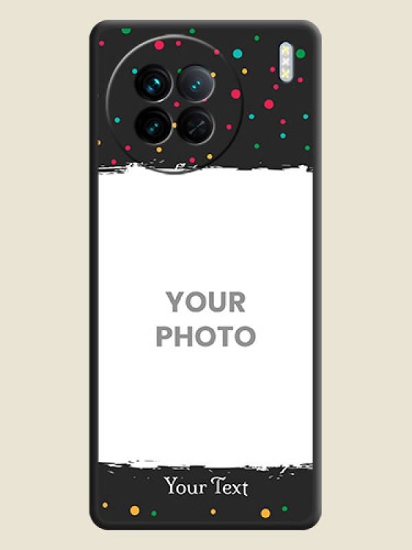 Custom Multicolor Dotted Pattern with Text on Space Black Custom Soft Matte Phone Back Cover - Vivo X90 5G - alternate view