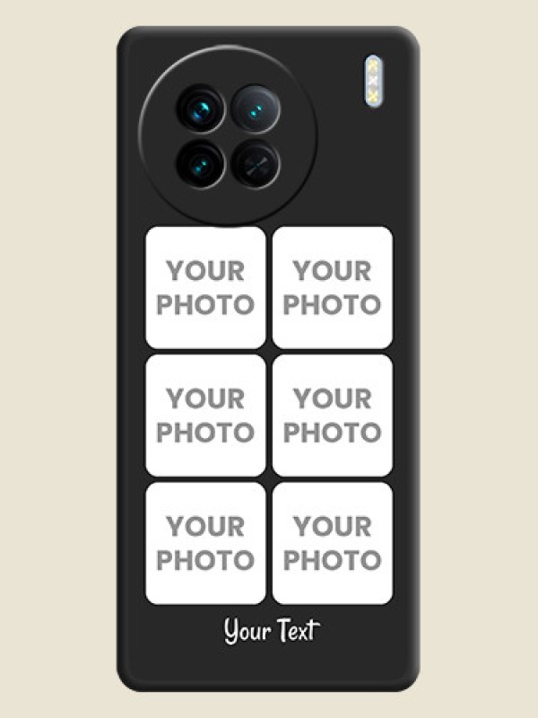 Custom Floral Art with 6 Image Holder on Photo on Space Black Soft Matte Mobile Case - Vivo X90 5G - alternate view