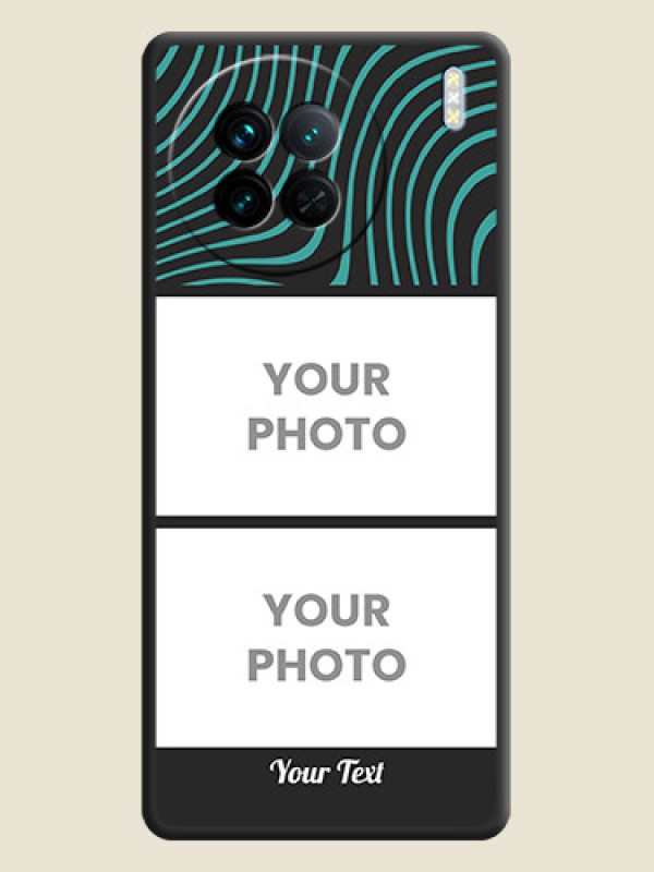 Custom Wave Pattern with 2 Image Holder on Space Black Personalized Soft Matte Phone Covers - Vivo X90 5G - alternate view