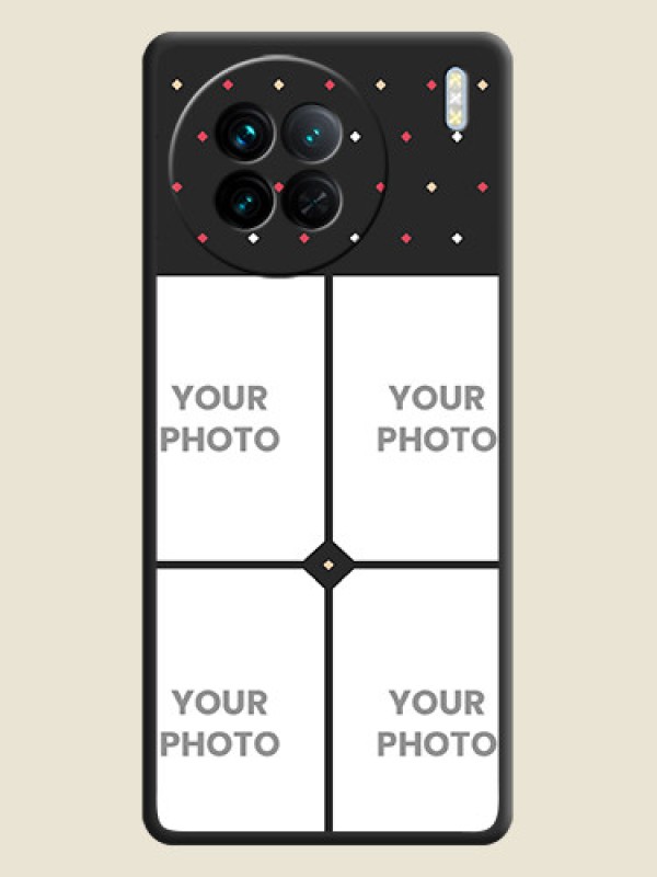 Custom Multicolor Dotted Pattern with 4 Image Holder on Space Black Custom Soft Matte Phone Cases - Vivo X90 5G - alternate view
