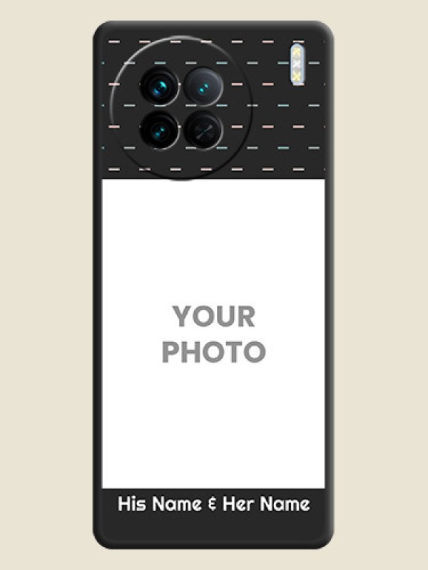 Custom Line Pattern Design with Text on Space Black Custom Soft Matte Phone Back Cover - Vivo X90 5G - alternate view