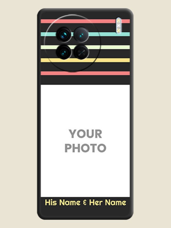 Custom Color Stripes with Photo and Text on Photo on Space Black Soft Matte Mobile Case - Vivo X90 5G - alternate view