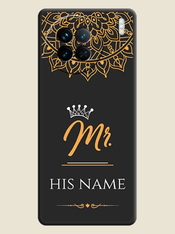 Custom Mr Name with Floral Design  on Personalised Space Black Soft Matte Cases - Vivo X90 5G - alternate view