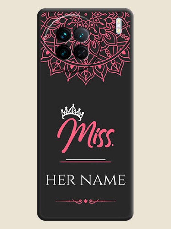 Custom Mrs Name with Floral Design on Space Black Personalized Soft Matte Phone Covers - Vivo X90 5G - alternate view