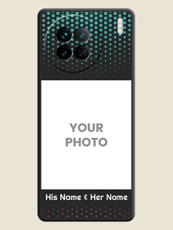 Custom Faded Dots with Grunge Photo Frame and Text on Space Black Custom Soft Matte Phone Cases - Vivo X90 5G - alternate view