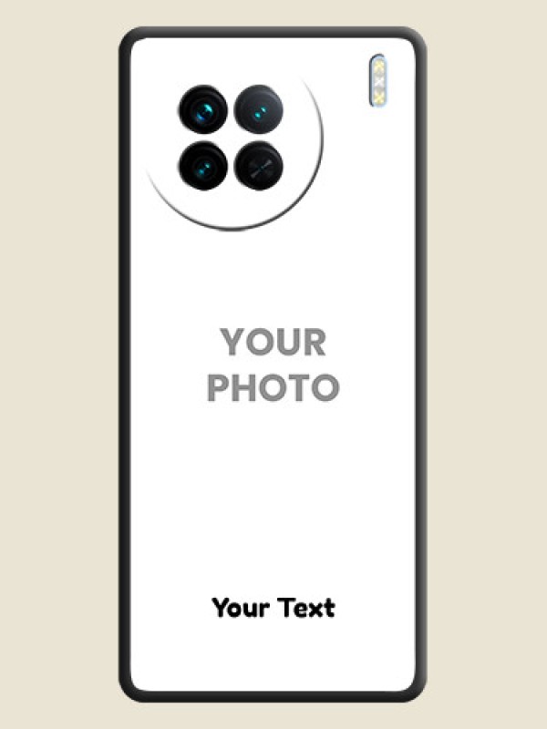 Custom Full Single Pic Upload With Text On Space Black Personalized Soft Matte Phone Covers -Vivo X90 5G - alternate view