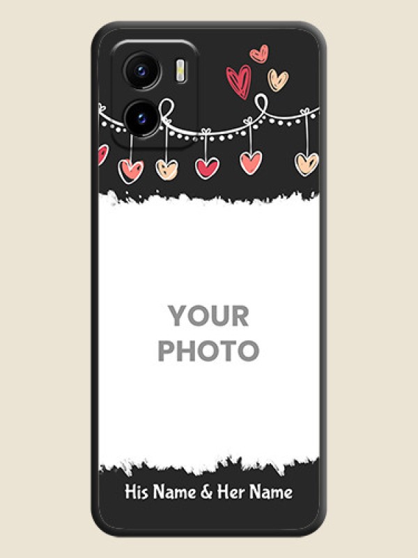 Custom Pink Love Hangings with Name on Space Black Custom Soft Matte Phone Cases - Vivo Y01 - alternate view