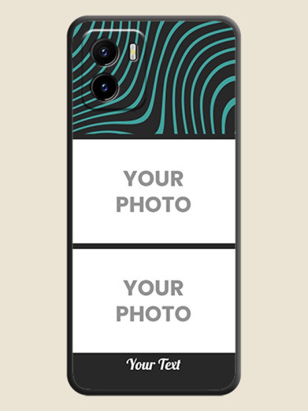 Custom Wave Pattern with 2 Image Holder on Space Black Personalized Soft Matte Phone Covers - Vivo Y01 - alternate view