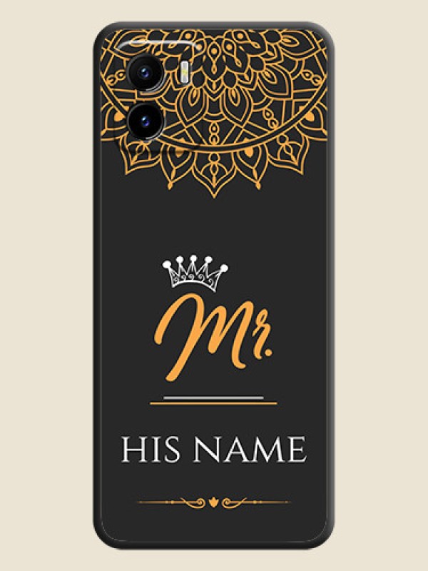Custom Mr Name with Floral Design  on Personalised Space Black Soft Matte Cases - Vivo Y01 - alternate view