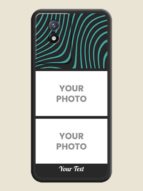 Custom Wave Pattern with 2 Image Holder on Space Black Personalized Soft Matte Phone Covers - Vivo Y02 - alternate view