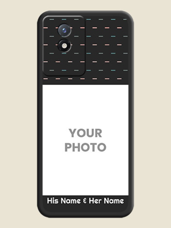 Custom Line Pattern Design with Text on Space Black Custom Soft Matte Phone Back Cover - Vivo Y02 - alternate view