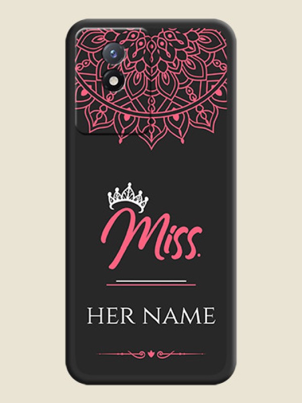 Custom Mrs Name with Floral Design on Space Black Personalized Soft Matte Phone Covers - Vivo Y02 - alternate view