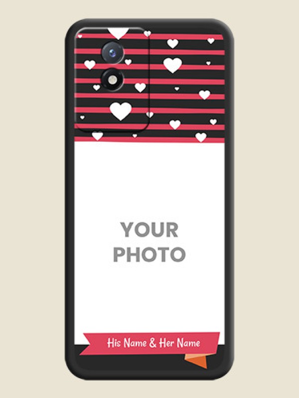 Custom White Color Love Symbols with Pink Lines Pattern on Space Black Custom Soft Matte Phone Cases - Vivo Y02t - alternate view